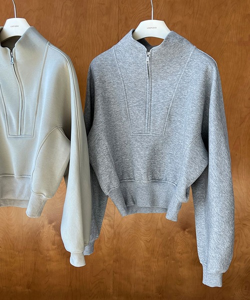SUWDEE(スーディー)の「half zip sweat pullover(スウェット・レディース・アイボリー/グレイッシュベージュ/グレー・FREE)」の17枚目の写真