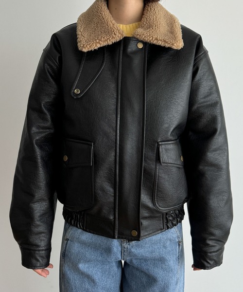 CANAL JEAN（キャナルジーン）の「diggity　フライトブルゾン（ブルゾン・レディース・ブラック/ブラウン・ONE SIZE）」の6枚目の写真