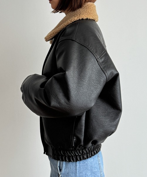 CANAL JEAN（キャナルジーン）の「diggity　フライトブルゾン（ブルゾン・レディース・ブラック/ブラウン・ONE SIZE）」の7枚目の写真