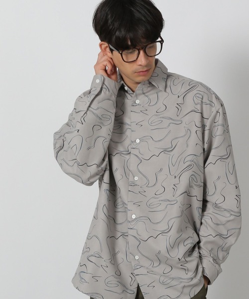LAKOLE(ラコレ)の「スエード柄シャツ/291286(シャツ/ブラウス・メンズ・ネイビー/ホワイト/サンドグレー・MEDIUM/LARGE)」の3枚目の写真