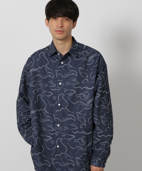 LAKOLE(ラコレ)の「スエード柄シャツ/291286(シャツ/ブラウス・メンズ・ネイビー/ホワイト/サンドグレー・MEDIUM/LARGE)」の1枚目の写真