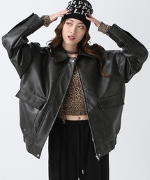 FOREVER 21 | 【2025SS】ヴィンテージライクフェイクレザービッグブルゾン(ブルゾン)