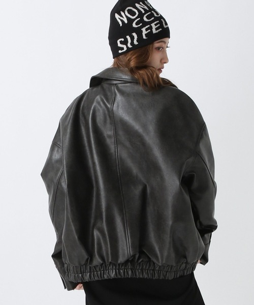 FOREVER 21（フォーエバー トゥエンティーワン）の「【2025SS】ヴィンテージライクフェイクレザービッグブルゾン（ブルゾン・レディース・グレー/ブラック/ブラウン/ナチュラル・FREE）」の14枚目の写真