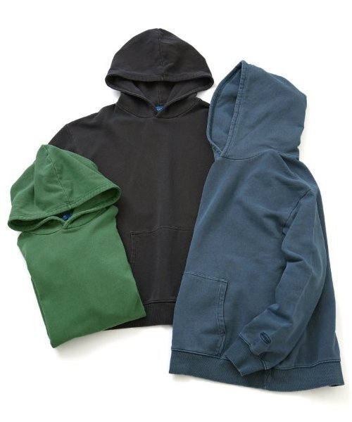 GLAZOS(グラソス)の「【大人向けサイズあり】裏毛・ピグメント加工刺繍ロゴパーカー(パーカー・キッズ・グリーン/チャコールグレー/ブルー・S/LL/L/M)」の6枚目の写真