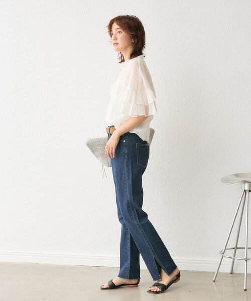 RIVE DROITE（リヴドロワ）の「【MONN.:. （モン）】stretch slitDENIM（デニムパンツ・レディース・ブルー/ネイビー・X-SMALL/MEDIUM/SMALL/LARGE）」の12枚目の写真