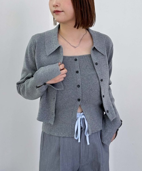 archives(アルシーヴ)の「ポロニットアンサンブル(ニット/セーター・レディース・ブラック/アイボリー/ピンク/グレー・MEDIUM)」の3枚目の写真