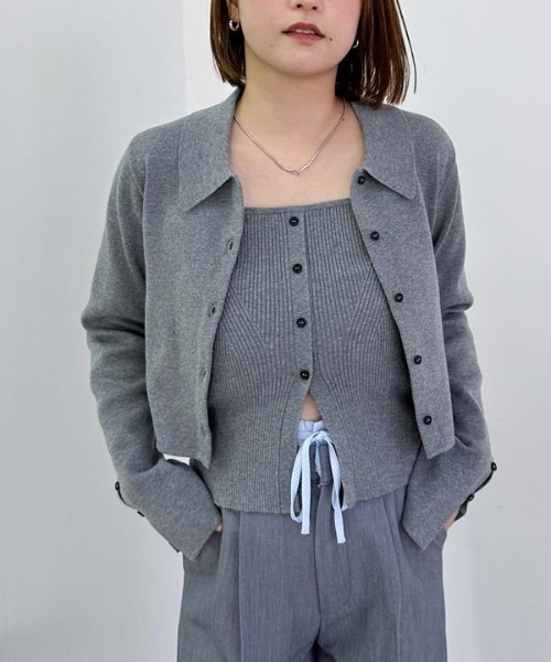 archives(アルシーヴ)の「ポロニットアンサンブル(ニット/セーター・レディース・ブラック/アイボリー/ピンク/グレー・MEDIUM)」の5枚目の写真