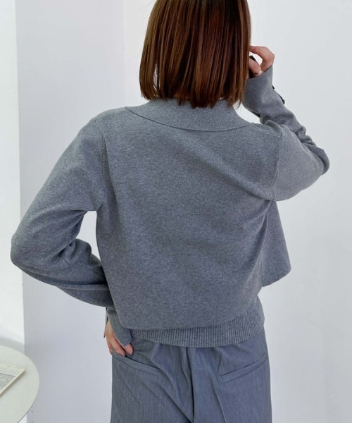 archives(アルシーヴ)の「ポロニットアンサンブル(ニット/セーター・レディース・ブラック/アイボリー/ピンク/グレー・MEDIUM)」の7枚目の写真