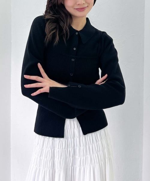 archives(アルシーヴ)の「ポロニットアンサンブル(ニット/セーター・レディース・ブラック/アイボリー/ピンク/グレー・MEDIUM)」の17枚目の写真