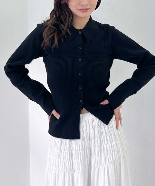 archives(アルシーヴ)の「ポロニットアンサンブル(ニット/セーター・レディース・ブラック/アイボリー/ピンク/グレー・MEDIUM)」の18枚目の写真