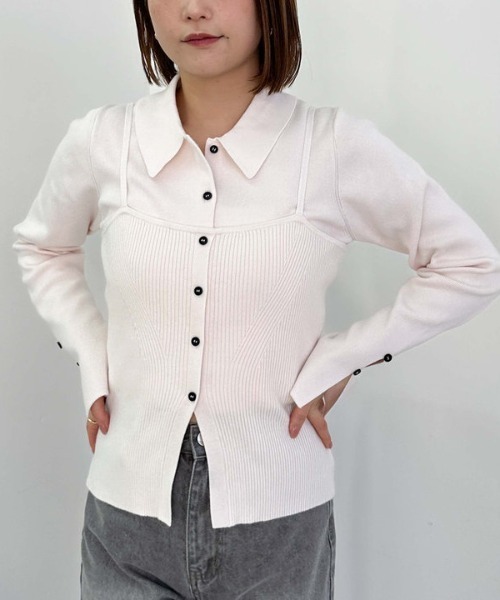 archives(アルシーヴ)の「ポロニットアンサンブル(ニット/セーター・レディース・ブラック/アイボリー/ピンク/グレー・MEDIUM)」の11枚目の写真