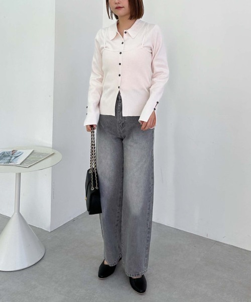 archives(アルシーヴ)の「ポロニットアンサンブル(ニット/セーター・レディース・ブラック/アイボリー/ピンク/グレー・MEDIUM)」の16枚目の写真