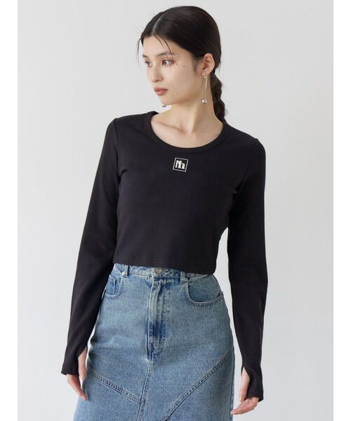 MURUA（ムルーア）の「マークロゴクロップドトップス（Tシャツ/カットソー・レディース・ブラック/グレー/ホワイト/ピンク/ネイビー・FREE）」の10枚目の写真