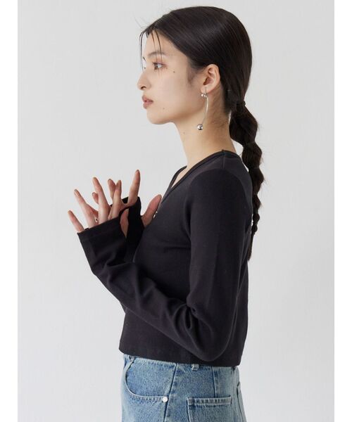 MURUA（ムルーア）の「マークロゴクロップドトップス（Tシャツ/カットソー・レディース・ブラック/グレー/ホワイト/ピンク/ネイビー・FREE）」の11枚目の写真