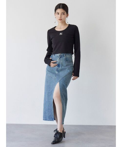 MURUA（ムルーア）の「マークロゴクロップドトップス（Tシャツ/カットソー・レディース・ブラック/グレー/ホワイト/ピンク/ネイビー・FREE）」の12枚目の写真