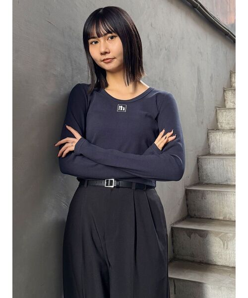 MURUA（ムルーア）の「マークロゴクロップドトップス（Tシャツ/カットソー・レディース・ブラック/グレー/ホワイト/ピンク/ネイビー・FREE）」の17枚目の写真