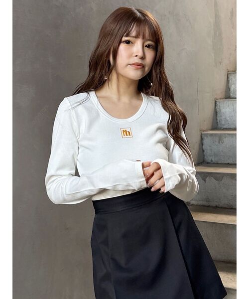 MURUA（ムルーア）の「マークロゴクロップドトップス（Tシャツ/カットソー・レディース・ブラック/グレー/ホワイト/ピンク/ネイビー・FREE）」の21枚目の写真