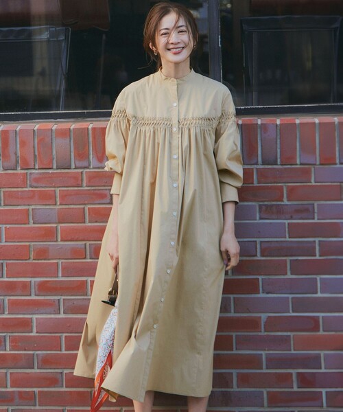 セール】【洗える】コンパクトライトクロス ピンタック ワンピース