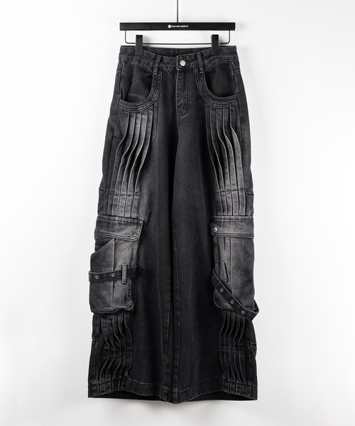 me+em select(ミームセレクト)の「【 4size 】カーゴプリーツブラックヴィンテージワイドデニム /cargo pleated black vintage wide denim(デニムパンツ・レディース・ブラック・X-LARGE/LARGE/MEDIUM/SMALL)」の15枚目の写真