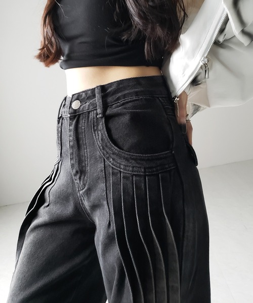 me+em select(ミームセレクト)の「【 4size 】カーゴプリーツブラックヴィンテージワイドデニム /cargo pleated black vintage wide denim(デニムパンツ・レディース・ブラック・X-LARGE/LARGE/MEDIUM/SMALL)」の12枚目の写真