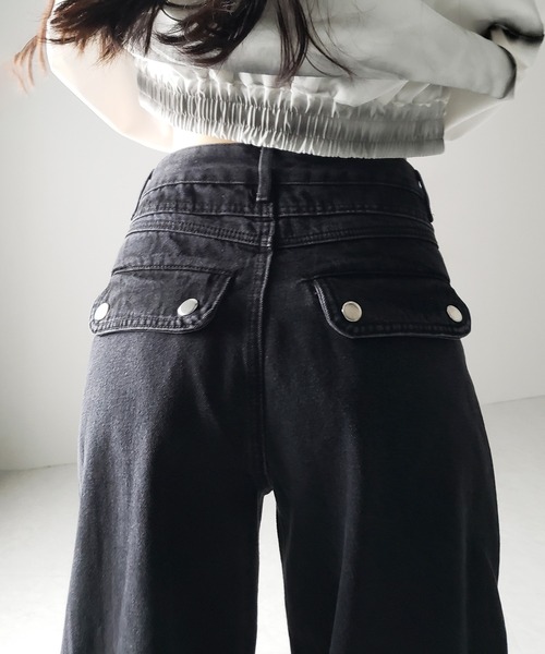 me+em select(ミームセレクト)の「【 4size 】カーゴプリーツブラックヴィンテージワイドデニム /cargo pleated black vintage wide denim(デニムパンツ・レディース・ブラック・X-LARGE/LARGE/MEDIUM/SMALL)」の13枚目の写真