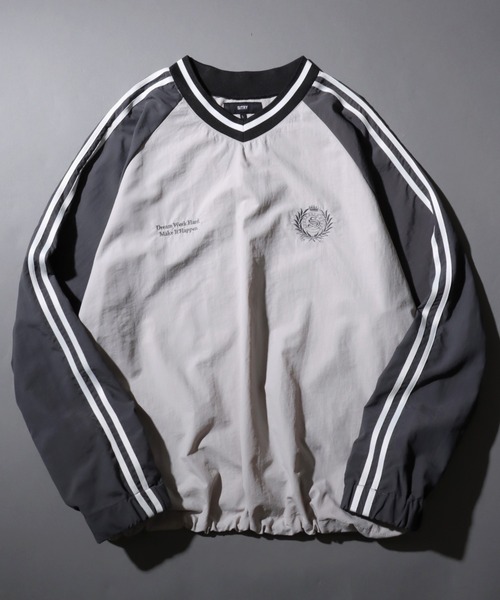 SITRY（シトリー）の「SITRY Nylon Pullover/別注 オーバーサイズ ナイロンプルオーバー ゲームシャツ ユニフォーム ブロークコア セットアップ対応（ナイロンジャケット・メンズ・チャコール/ライトグレー/ブラック/ブラウン・LL/L/M）」の2枚目の写真