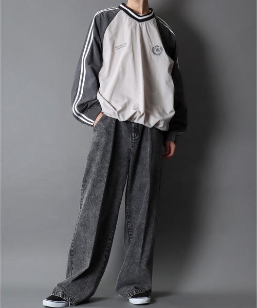 SITRY（シトリー）の「SITRY Nylon Pullover/別注 オーバーサイズ ナイロンプルオーバー ゲームシャツ ユニフォーム ブロークコア セットアップ対応（ナイロンジャケット・メンズ・チャコール/ライトグレー/ブラック/ブラウン・LL/L/M）」の9枚目の写真