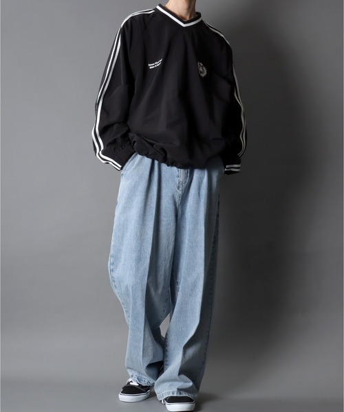 SITRY（シトリー）の「SITRY Nylon Pullover/別注 オーバーサイズ ナイロンプルオーバー ゲームシャツ ユニフォーム ブロークコア セットアップ対応（ナイロンジャケット・メンズ・チャコール/ライトグレー/ブラック/ブラウン・LL/L/M）」の6枚目の写真