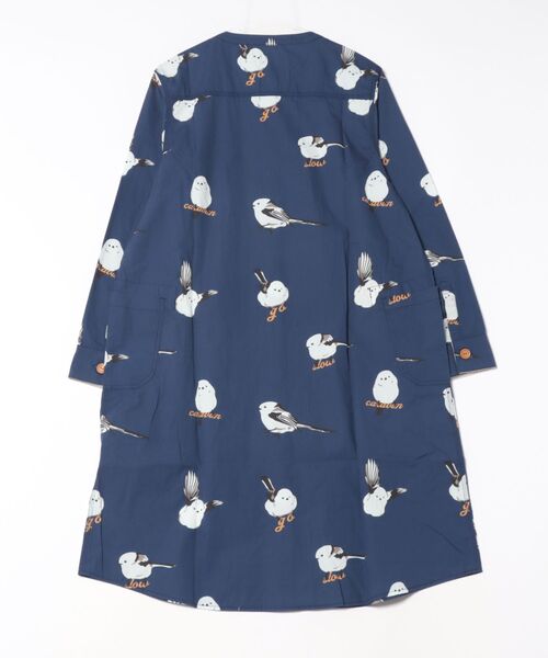 ゴースローキャラバン go slow caravan シマエナガ ノーカラー シャツワンピース 柄シャツ レディース カジュアル 長袖 ボタンシャツ ワンピース 340223 セール】シマエナガ ノーカラーシャツワンピース W（シャツ
