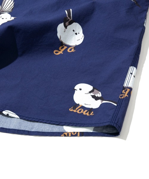 go slow caravan（ゴースローキャラバン）の「シマエナガ ノーカラーシャツワンピース W（シャツワンピース・レディース・ライム/ネイビー・FREE）」の7枚目の写真