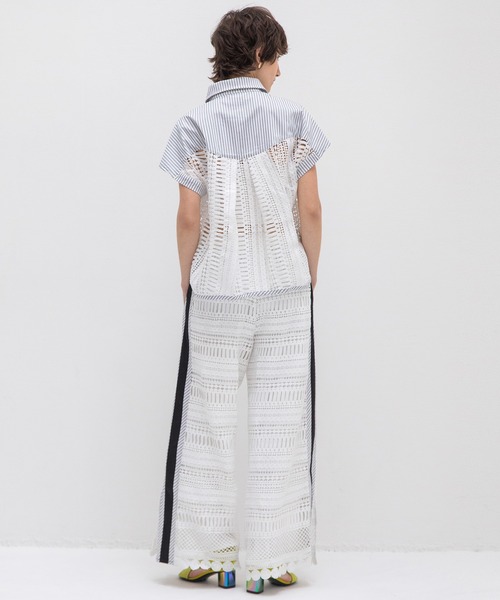 AULA AILA（アウラアイラ）の「レースストライプコンビネーションシャツ（シャツ/ブラウス・レディース・ネイビー/ホワイト/ブラック・0）」の10枚目の写真