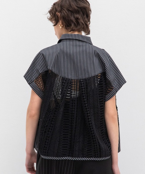 AULA AILA（アウラアイラ）の「レースストライプコンビネーションシャツ（シャツ/ブラウス・レディース・ネイビー/ホワイト/ブラック・0）」の15枚目の写真