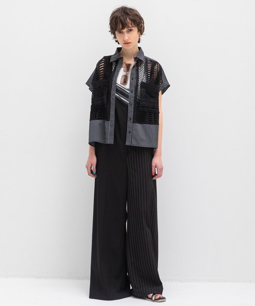 AULA AILA（アウラアイラ）の「レースストライプコンビネーションシャツ（シャツ/ブラウス・レディース・ネイビー/ホワイト/ブラック・0）」の17枚目の写真