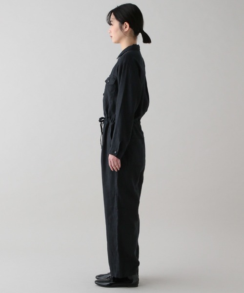 美品！タグ付き！ ナチュラルバイクリップ リネンフリルオールインワン ブラック 美品！タグ付き！ ナチュラルバイクリップ リネンフリル