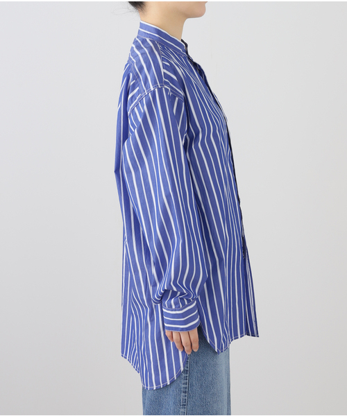 ROYAL NAVY（ロイヤルネイビー）の「【ROYAL NAVY/ロイヤルネイビー】  BANDCOLLAR SHIRTS STRAIPE：シャツ（シャツ/ブラウス・レディース・コバルトブルー/ブルー/サックスブルー・1）」の8枚目の写真