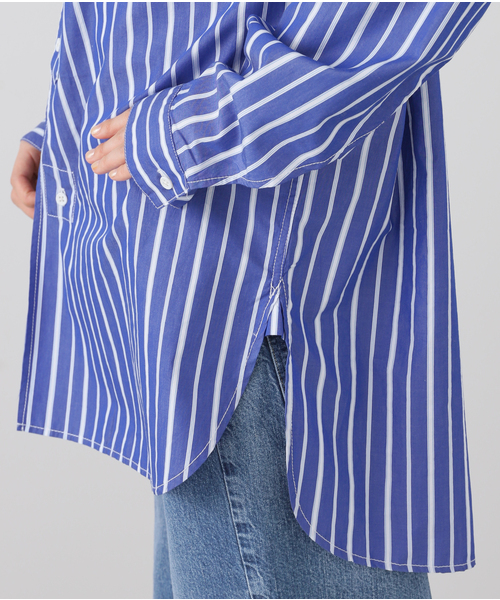 ROYAL NAVY（ロイヤルネイビー）の「【ROYAL NAVY/ロイヤルネイビー】  BANDCOLLAR SHIRTS STRAIPE：シャツ（シャツ/ブラウス・レディース・コバルトブルー/ブルー/サックスブルー・1）」の10枚目の写真
