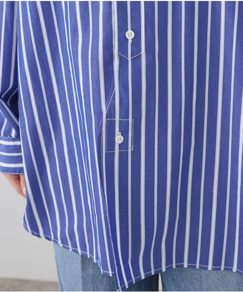 ROYAL NAVY（ロイヤルネイビー）の「【ROYAL NAVY/ロイヤルネイビー】  BANDCOLLAR SHIRTS STRAIPE：シャツ（シャツ/ブラウス・レディース・コバルトブルー/ブルー/サックスブルー・1）」の11枚目の写真