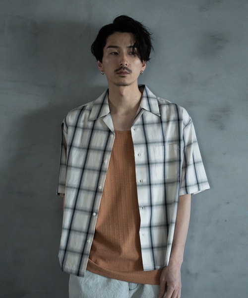 RATTLE TRAP(ラトルトラップ)の「オープンカラーオンブレーチェックシャツ(シャツ/ブラウス・メンズ・ホワイト系その他/ネイビー・M/L/LL)」の1枚目の写真