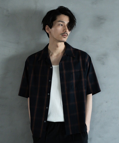 RATTLE TRAP(ラトルトラップ)の「オープンカラーオンブレーチェックシャツ(シャツ/ブラウス・メンズ・ホワイト系その他/ネイビー・M/L/LL)」の2枚目の写真
