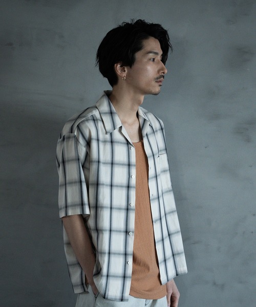 RATTLE TRAP(ラトルトラップ)の「オープンカラーオンブレーチェックシャツ(シャツ/ブラウス・メンズ・ホワイト系その他/ネイビー・M/L/LL)」の9枚目の写真