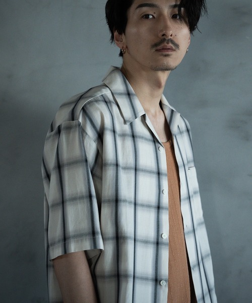 RATTLE TRAP(ラトルトラップ)の「オープンカラーオンブレーチェックシャツ(シャツ/ブラウス・メンズ・ホワイト系その他/ネイビー・M/L/LL)」の10枚目の写真