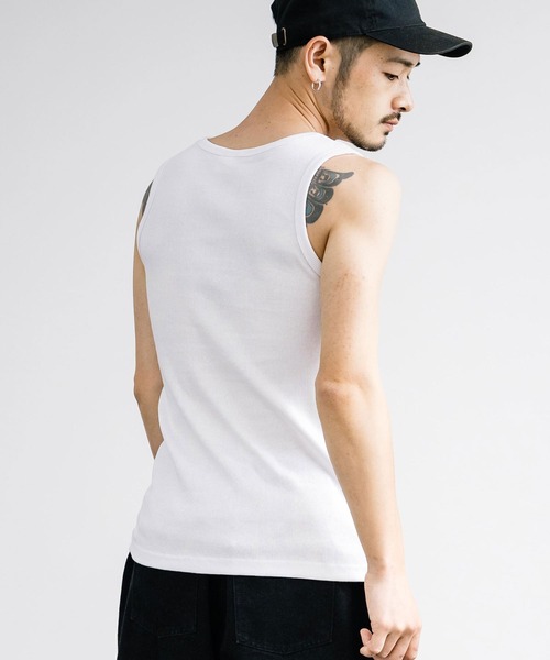 Rocky Monroe(ロッキーモンロー)の「Uネックテレコ素材リブタンクトップ(タンクトップ・メンズ・ブラック/杢グレー/チャコールグレー/ホワイト/ネイビー/カーキ・L/M/LL)」の8枚目の写真