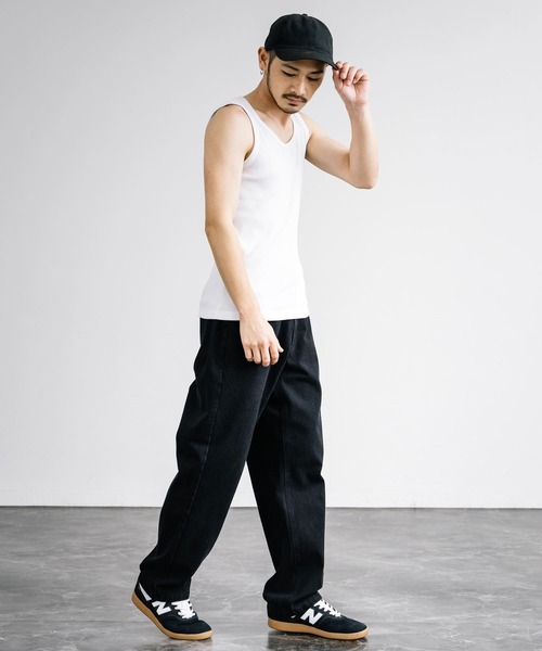 Rocky Monroe(ロッキーモンロー)の「Uネックテレコ素材リブタンクトップ(タンクトップ・メンズ・ブラック/杢グレー/チャコールグレー/ホワイト/ネイビー/カーキ・L/M/LL)」の9枚目の写真