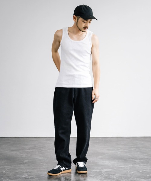 Rocky Monroe(ロッキーモンロー)の「Uネックテレコ素材リブタンクトップ(タンクトップ・メンズ・ブラック/杢グレー/チャコールグレー/ホワイト/ネイビー/カーキ・L/M/LL)」の10枚目の写真