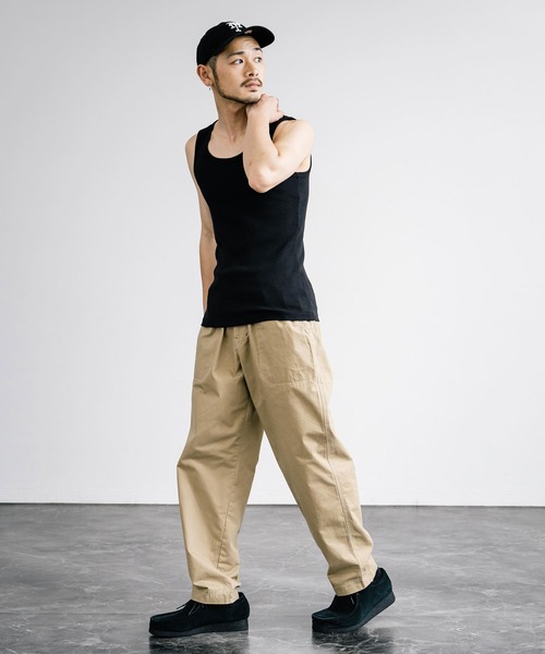 Rocky Monroe(ロッキーモンロー)の「Uネックテレコ素材リブタンクトップ(タンクトップ・メンズ・ブラック/杢グレー/チャコールグレー/ホワイト/ネイビー/カーキ・L/M/LL)」の14枚目の写真