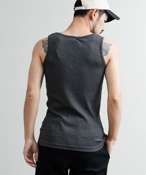 Rocky Monroe(ロッキーモンロー)の「Uネックテレコ素材リブタンクトップ(タンクトップ・メンズ・ブラック/杢グレー/チャコールグレー/ホワイト/ネイビー/カーキ・L/M/LL)」の16枚目の写真