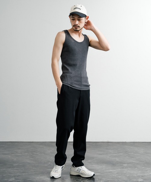 Rocky Monroe(ロッキーモンロー)の「Uネックテレコ素材リブタンクトップ(タンクトップ・メンズ・ブラック/杢グレー/チャコールグレー/ホワイト/ネイビー/カーキ・L/M/LL)」の18枚目の写真