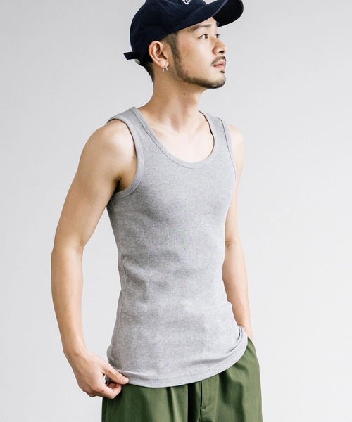 Rocky Monroe(ロッキーモンロー)の「Uネックテレコ素材リブタンクトップ(タンクトップ・メンズ・ブラック/杢グレー/チャコールグレー/ホワイト/ネイビー/カーキ・L/M/LL)」の20枚目の写真