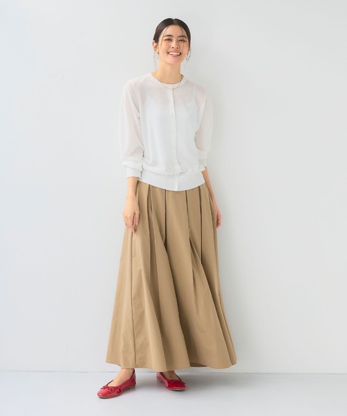 CROSS FUNCTION（クロスファンクション）の「《洗える》サマナチュラクルーネックシアーニットカーディガン【CF/クロスファンクション】（カーディガン/ボレロ・レディース・オフホワイト/ミント/ベージュ/ブラック・L/M/LL）」の8枚目の写真