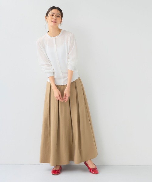 CROSS FUNCTION（クロスファンクション）の「《洗える》サマナチュラクルーネックシアーニットカーディガン【CF/クロスファンクション】（カーディガン/ボレロ・レディース・オフホワイト/ミント/ベージュ/ブラック・L/M/LL）」の9枚目の写真